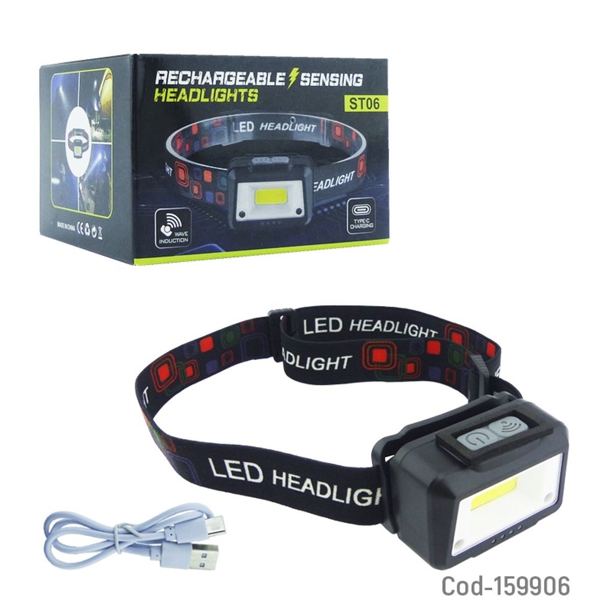 GENERICO - LINTERNA MINERO 1 LED COB MODST06 LUZ BCA Y STROBO