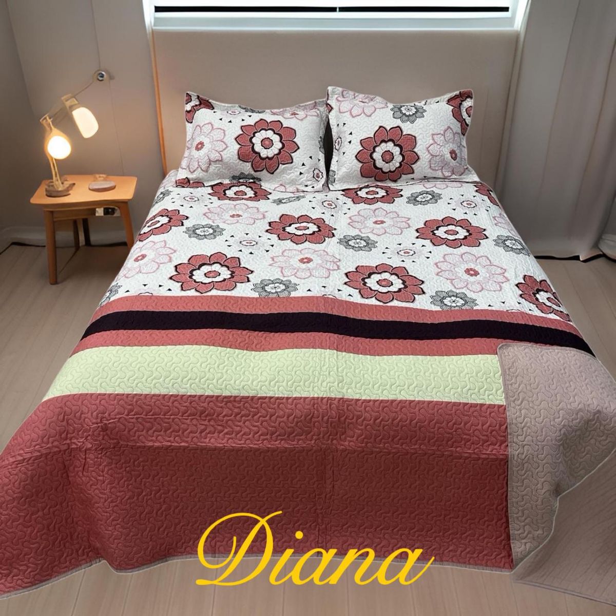 GENERICO - CUBRECAMA QUILT DE VERANO DELGADO DISEÑO FLORES BLANCO 1.5 PLAZA