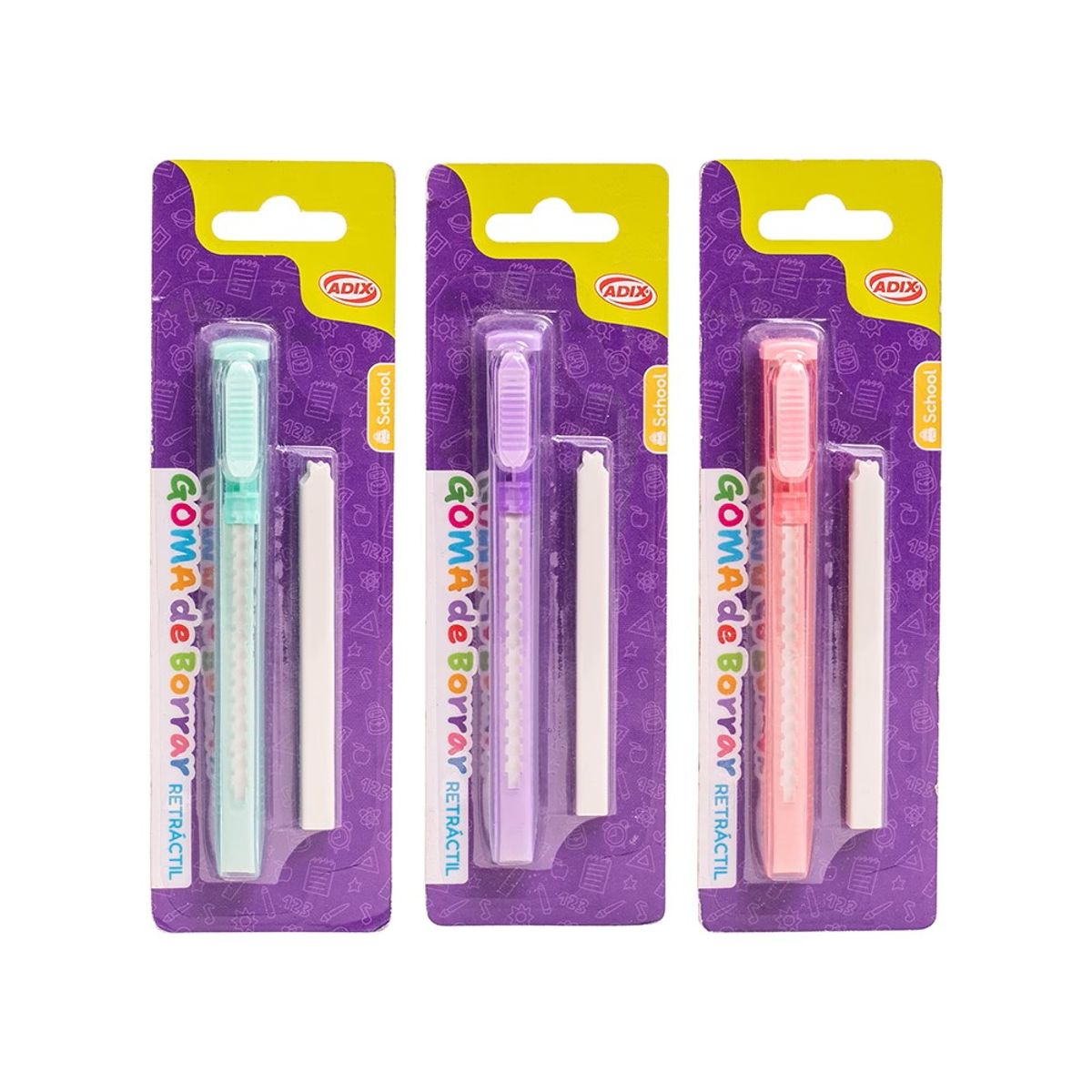 ADIX - Set Lápiz Porta Goma Borrar y Repuesto Surtidos Adix