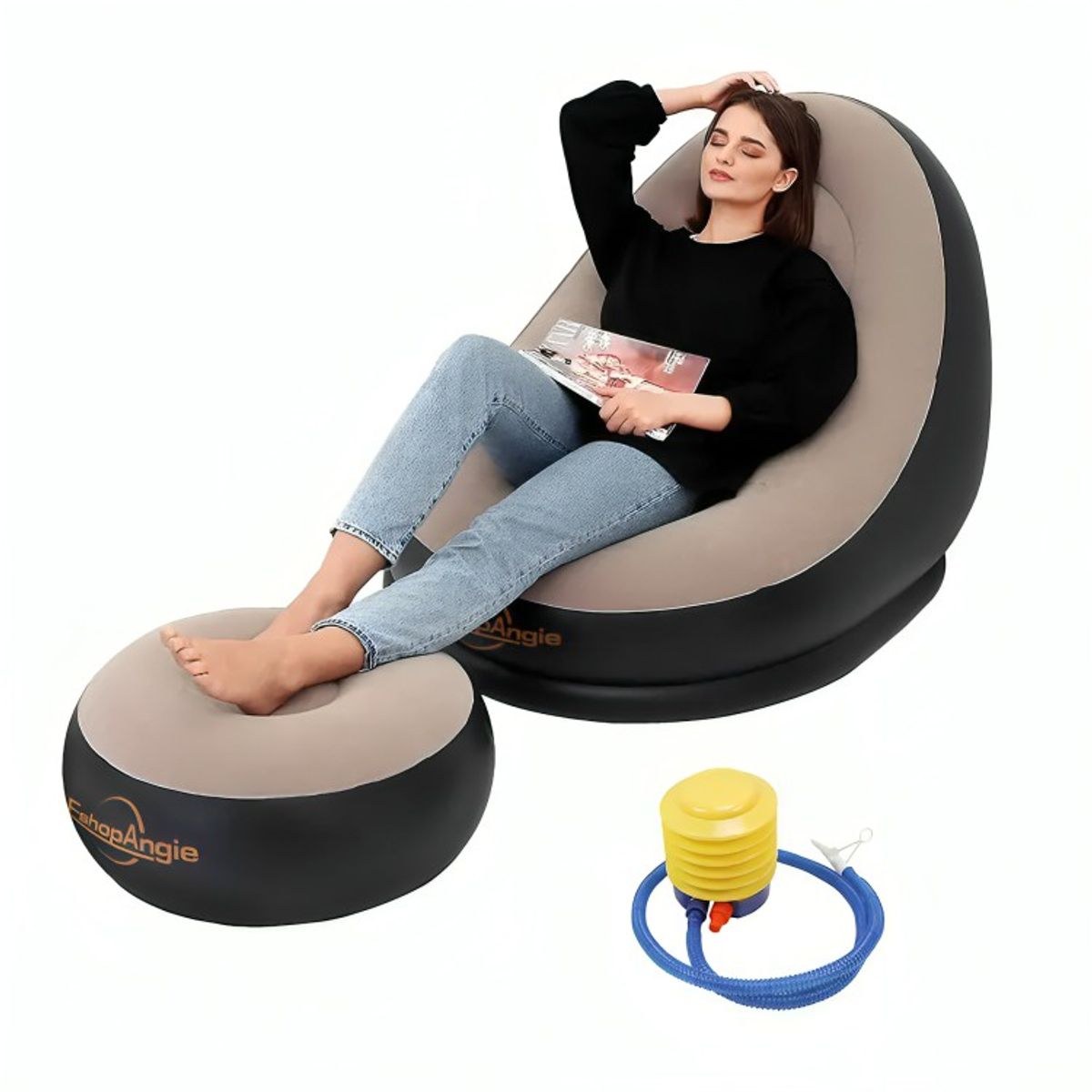 GENERICO - Sofá Tumbona Inflable Puff Inflable Reposa Pies + Inflador