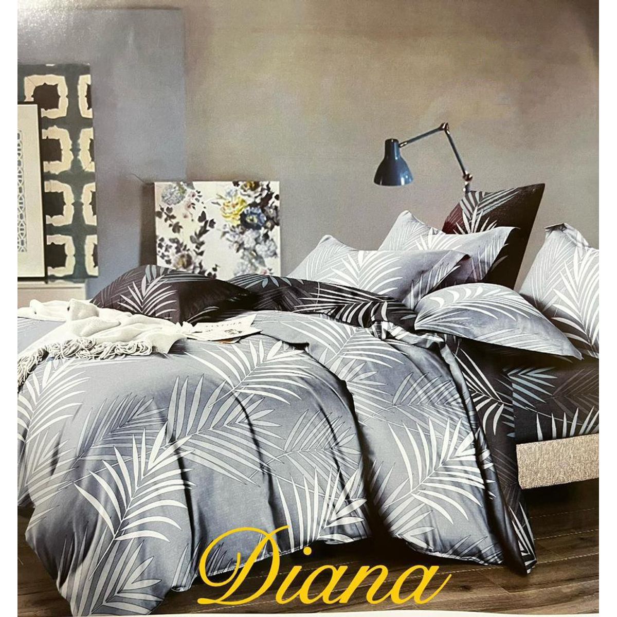 GENERICO - CUBRECAMA QUILT DE VERANO DELGADO DISEÑO GRIS PALMAS 1.5 PLAZA