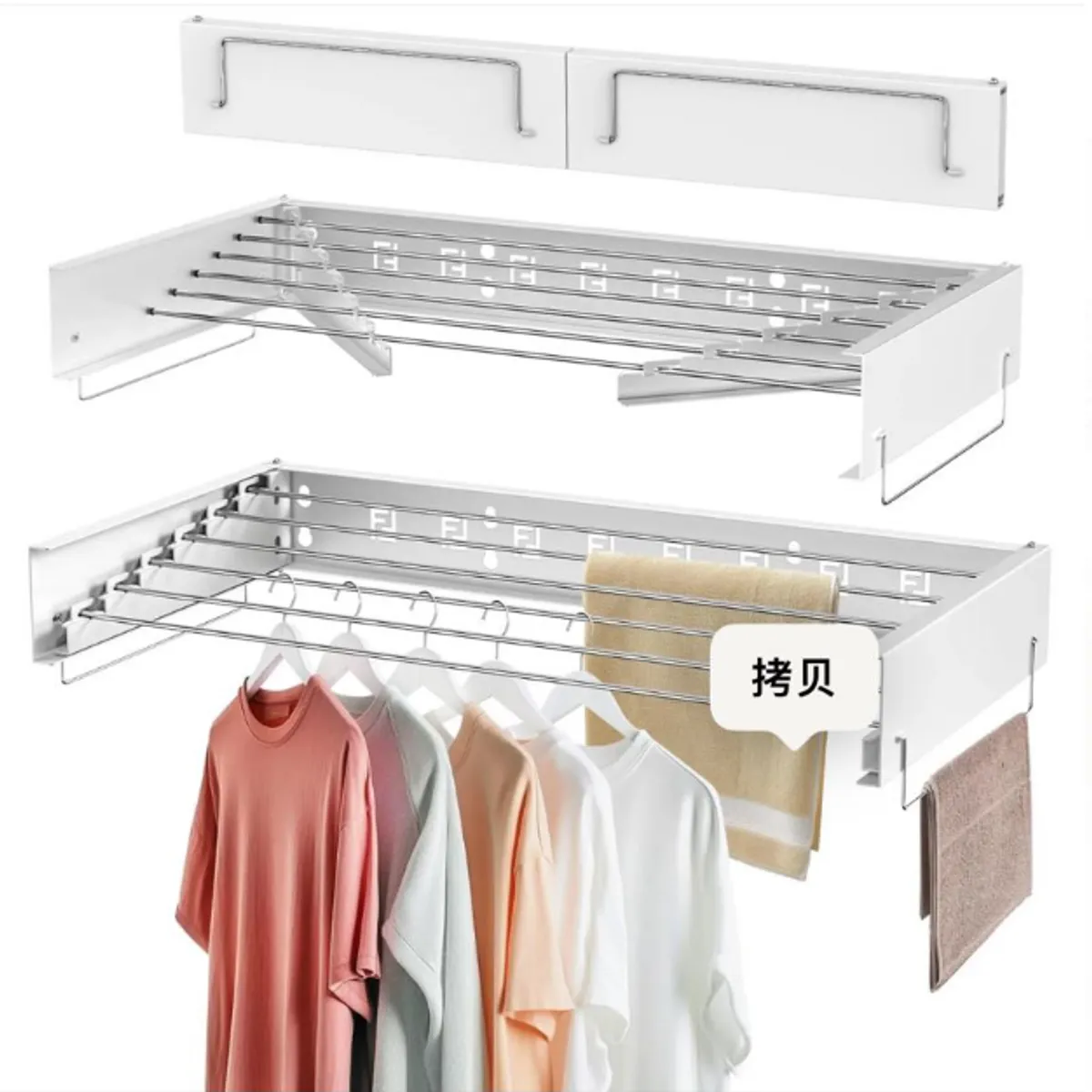 GENERICO - Tendedero De Ropa Plegable Retráctil De Pared