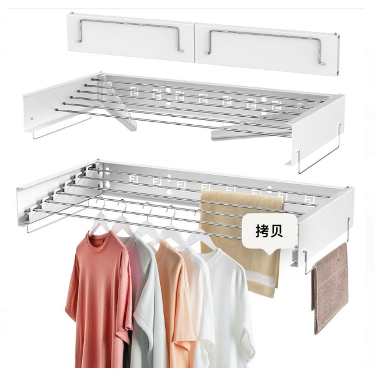 GENERICO - Tendedero De Ropa Plegable Retráctil De Pared