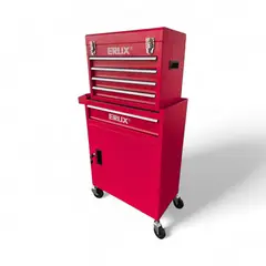 ERUX - Gabinete Metálico Caja Porta Herramientas Con Ruedas Roja