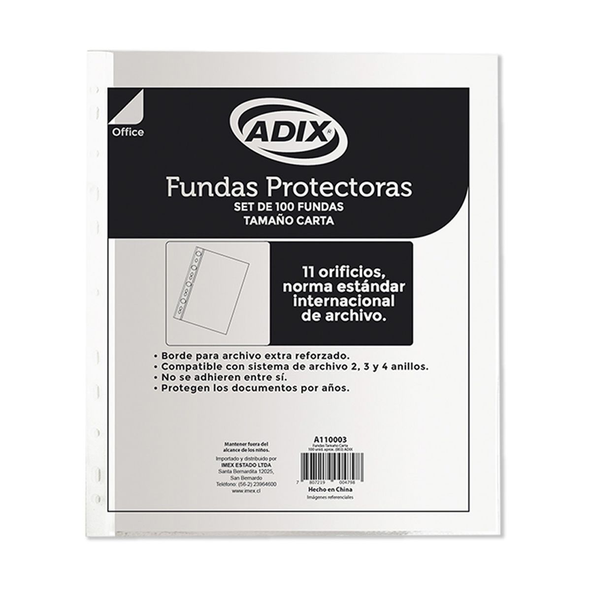 ADIX - Funda Protectora Hojas Carta 100u Adix
