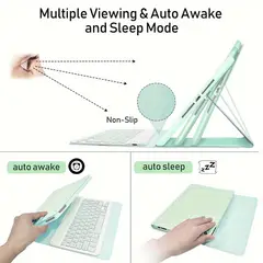 PUREPOWER - Funda con teclado en español y Mouse para iPad2-Verde