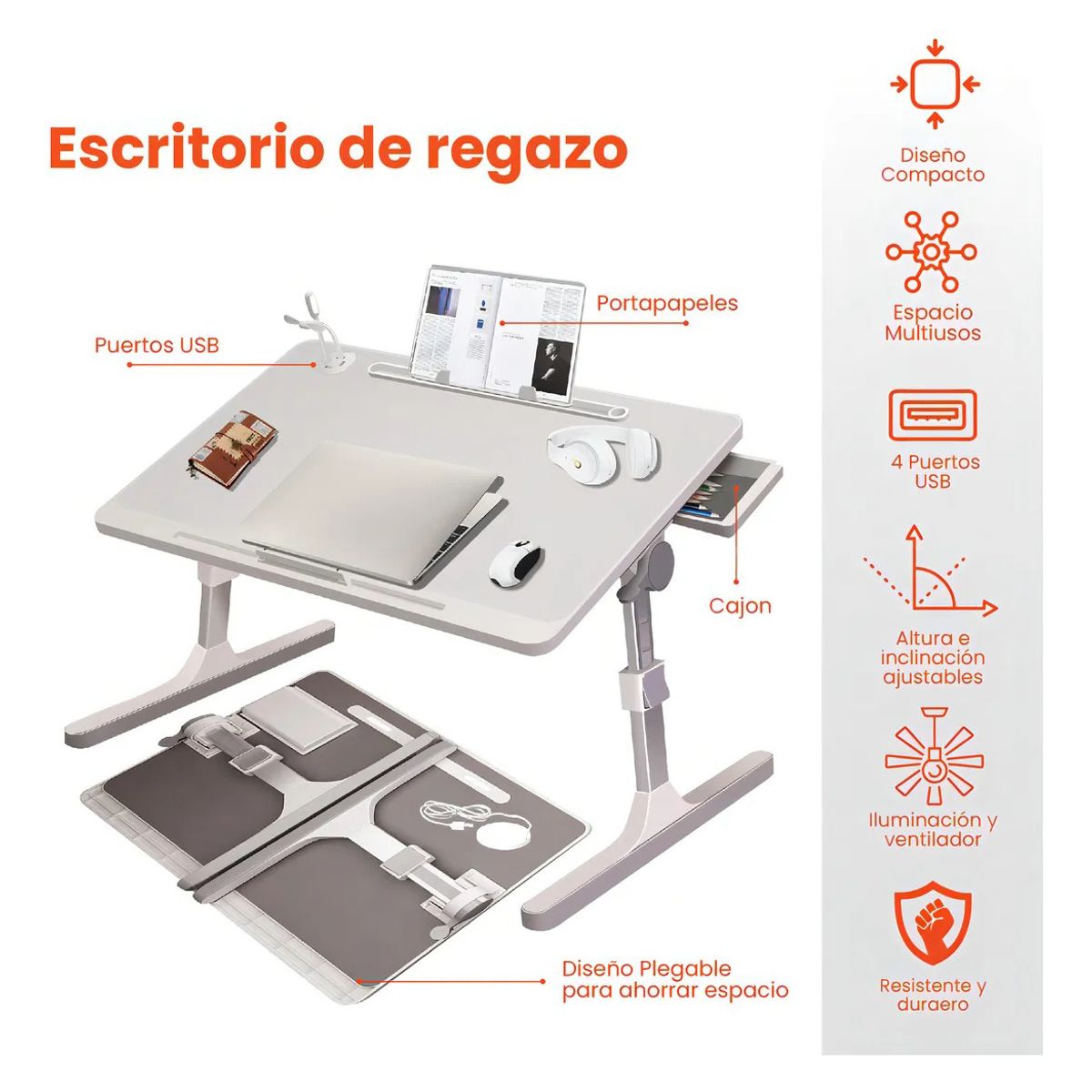 EVERSO - Mesa Laptop Ajustable Trabaja En Casa Para Cama Estudió