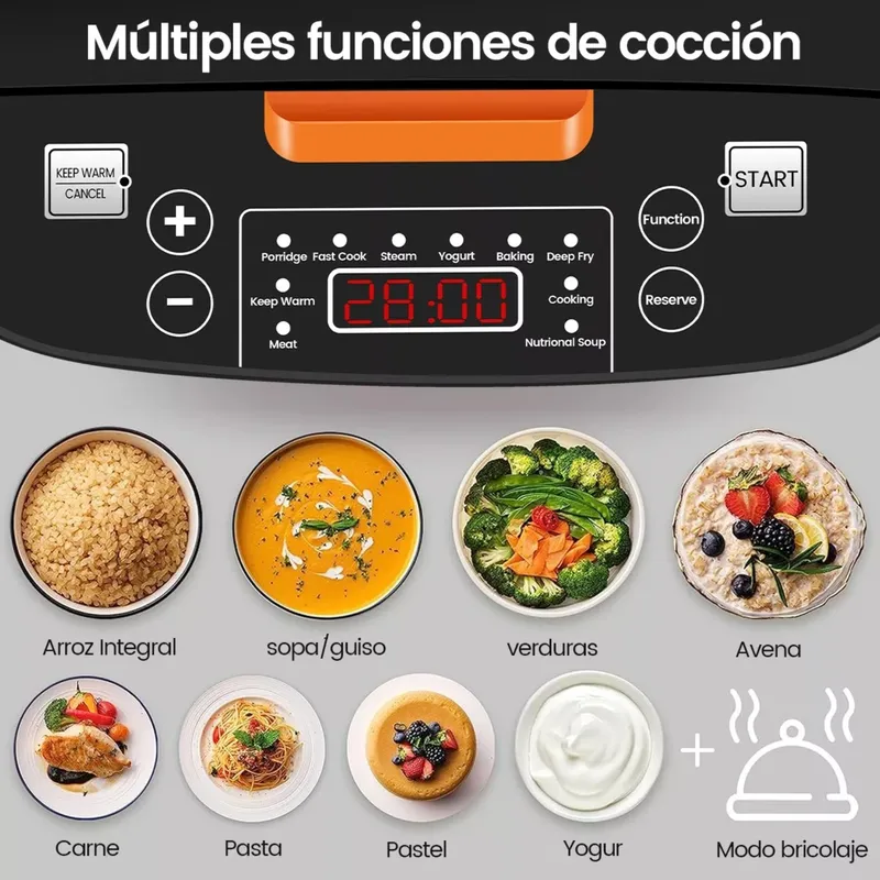 MOVI - Olla Eléctrica 3 en 1 (Inteligente - Multifuncional -Antiadherente) 5L
