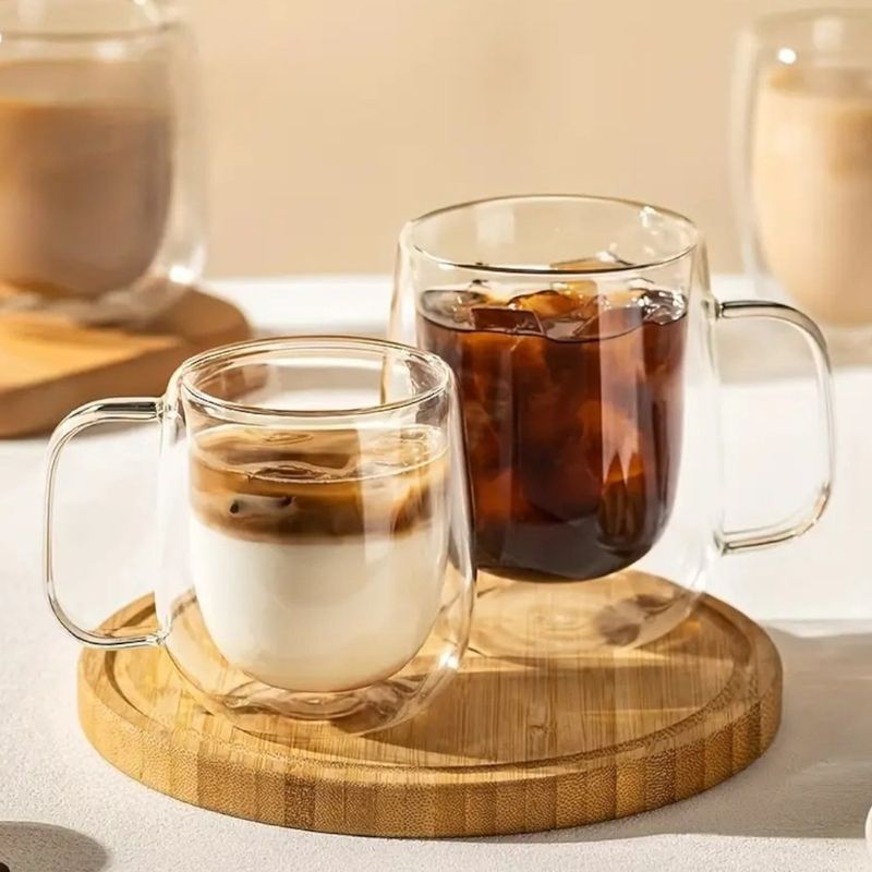 GENERICO - pack 2 tazas para café latte taza doble vidrio menaje 300ml