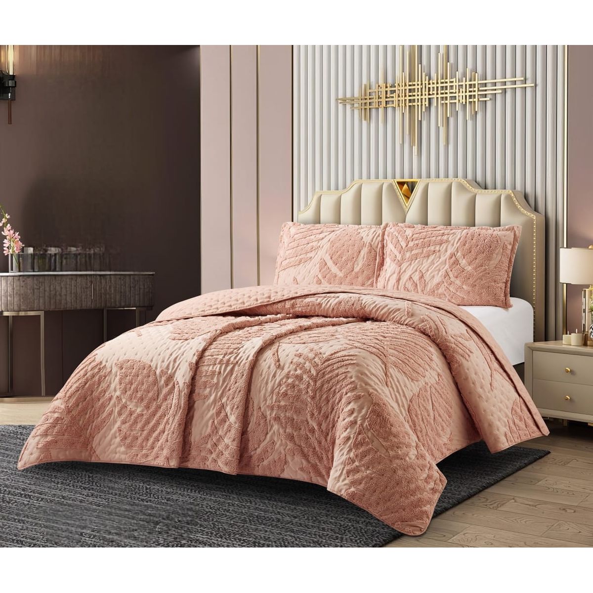 GENERICO - Cobertores Quilts Verano con Bordados en alto relieve técnica Tufting