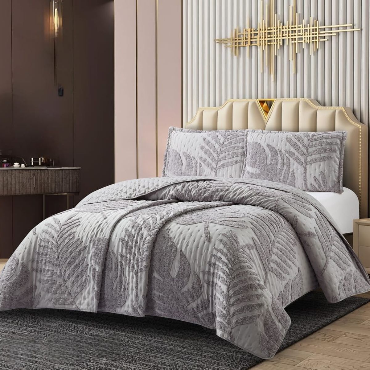 GENERICO - Cobertores Quilts Verano con Bordados en alto relieve técnica Tufting