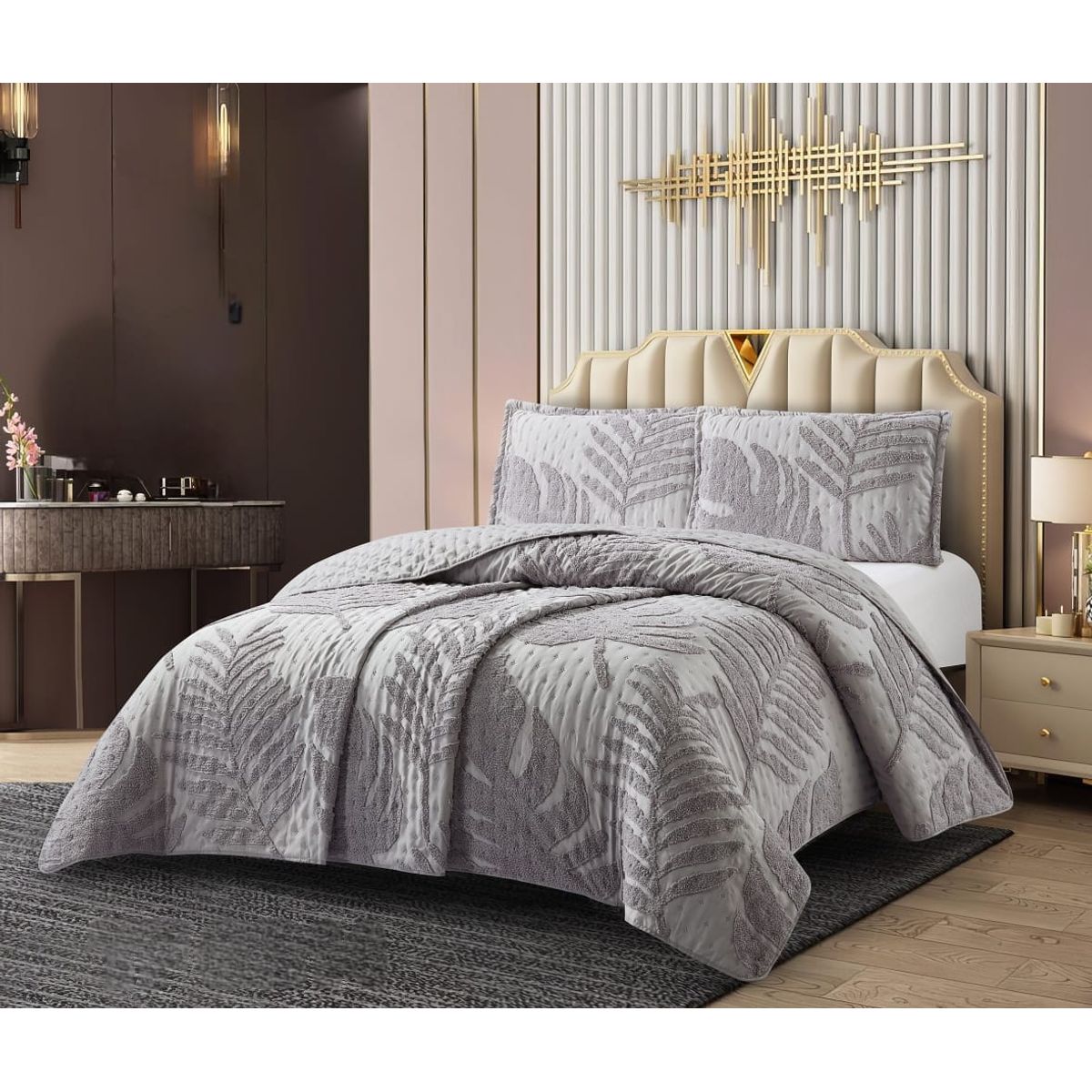 GENERICO - Cobertores Quilts Verano con Bordados en alto relieve técnica Tufting