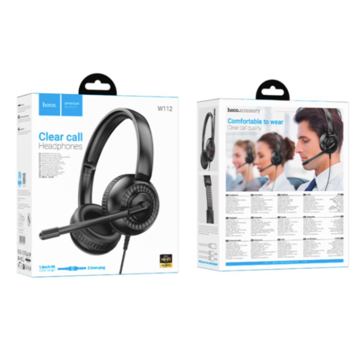 HOCO - Audífonos Headset Oficina Teletrabajo Callcenter Hoco W112 Negro