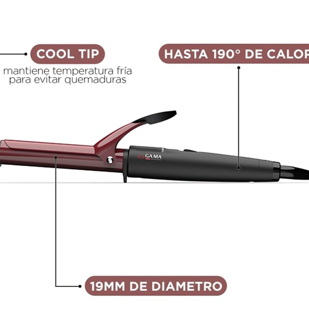 GAMA - ONDULADOR RIZADOR DE PELO GAMA TOURMALINA RGSTDN 19 MM