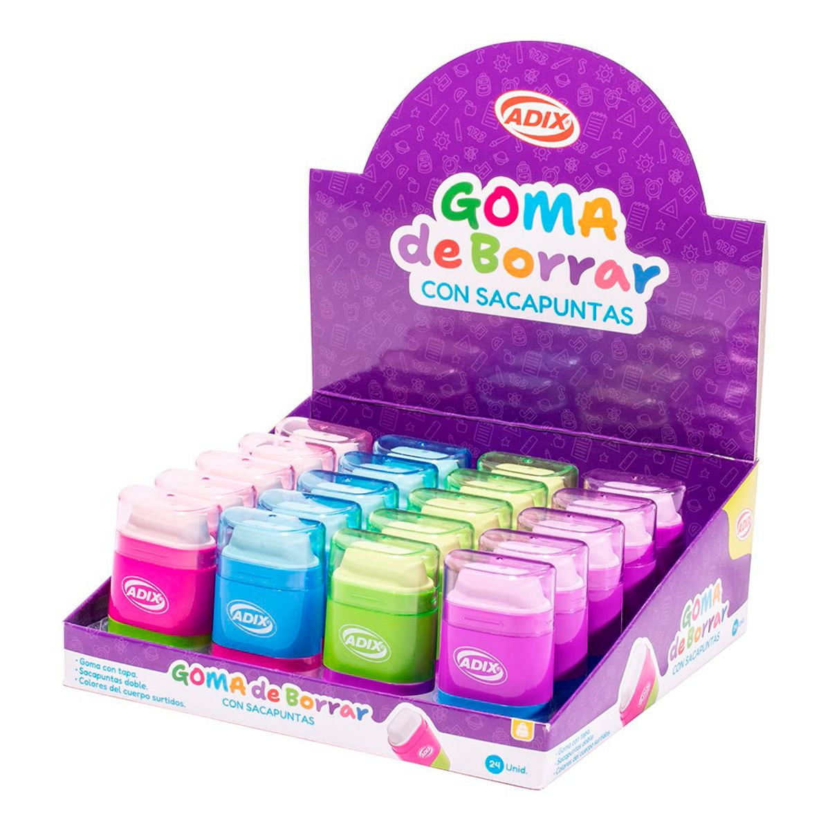 ADIX - Goma Borrar Con Sacapuntas Doble Adix