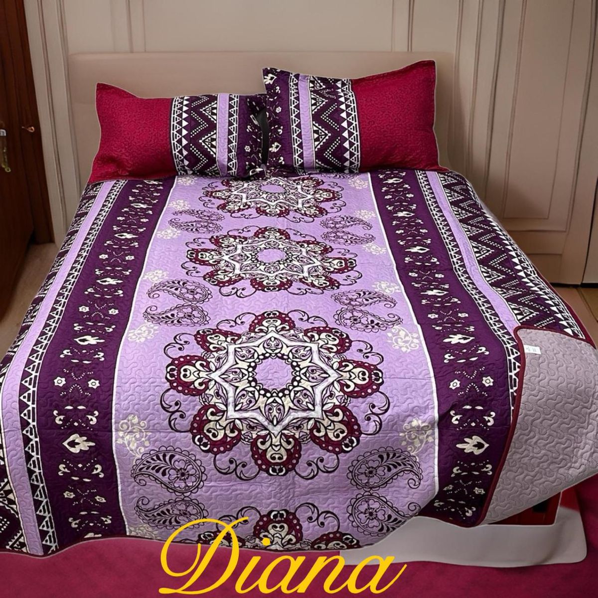 GENERICO - CUBRECAMA QUILT DE VERANO DELGADO DISEÑO MANDADA VIOLETA 2 PLAZA