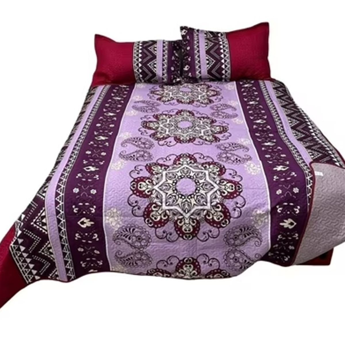 GENERICO - CUBRECAMA QUILT DE VERANO DELGADO DISEÑO MANDADA VIOLETA 2 PLAZA