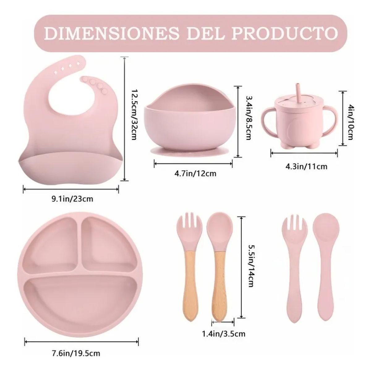 EVERSO - Set De Alimentación Para Bebé Plato Bebé Vajilla De Silicona