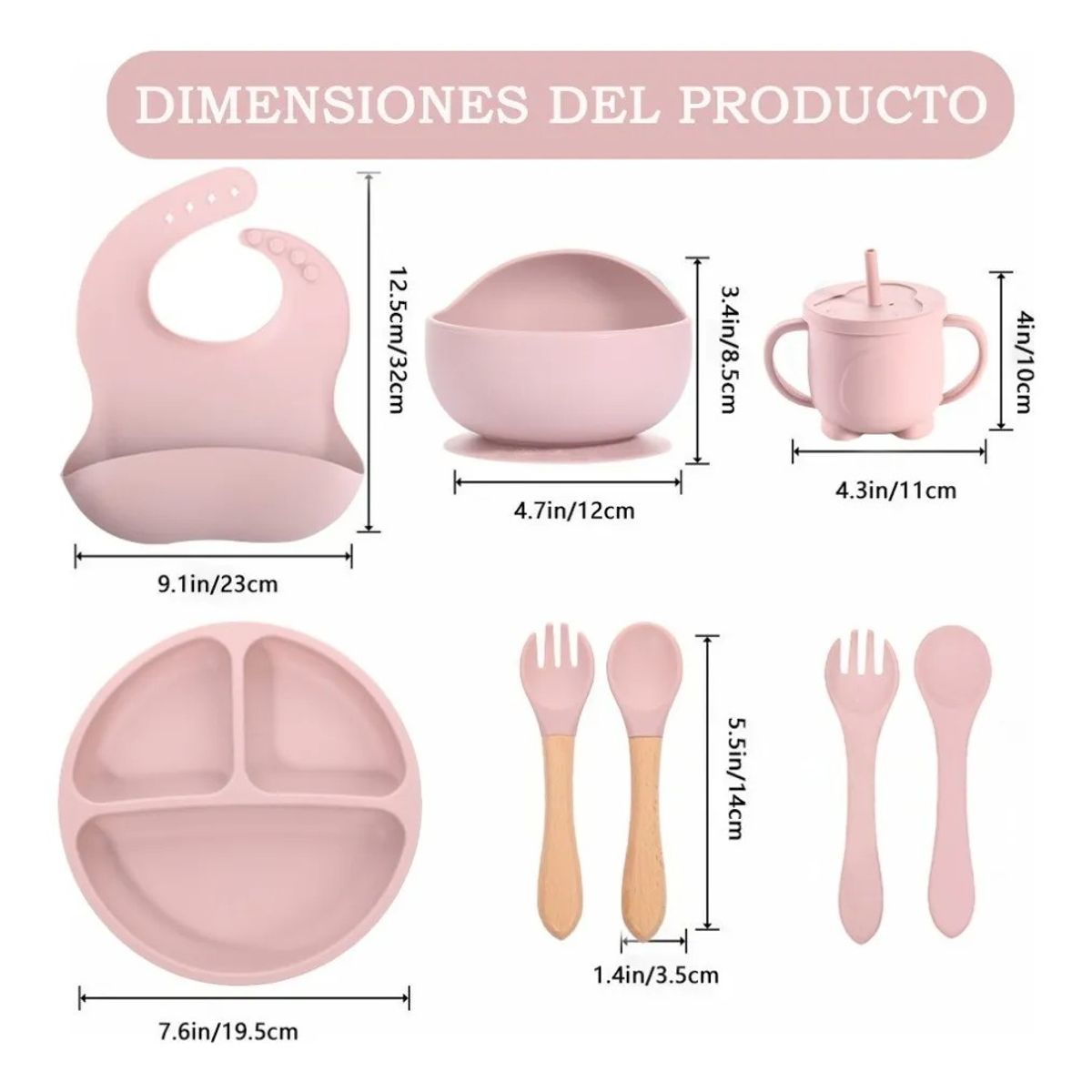 EVERSO - Set De Alimentación Para Bebé Plato Bebé Vajilla De Silicona