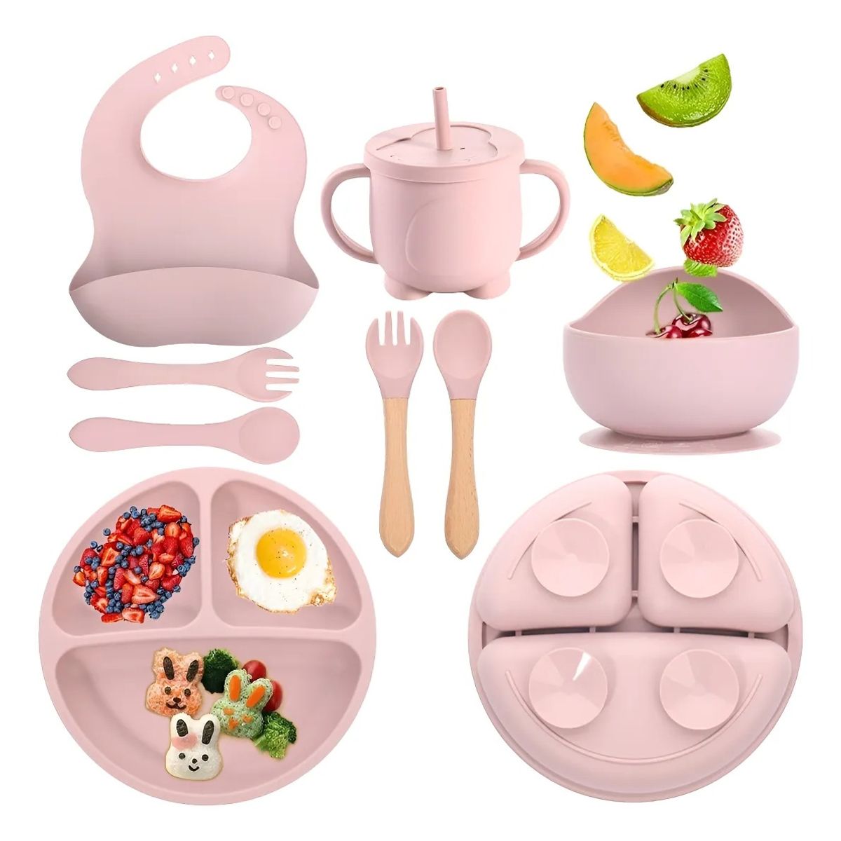 EVERSO - Set De Alimentación Para Bebé Plato Bebé Vajilla De Silicona