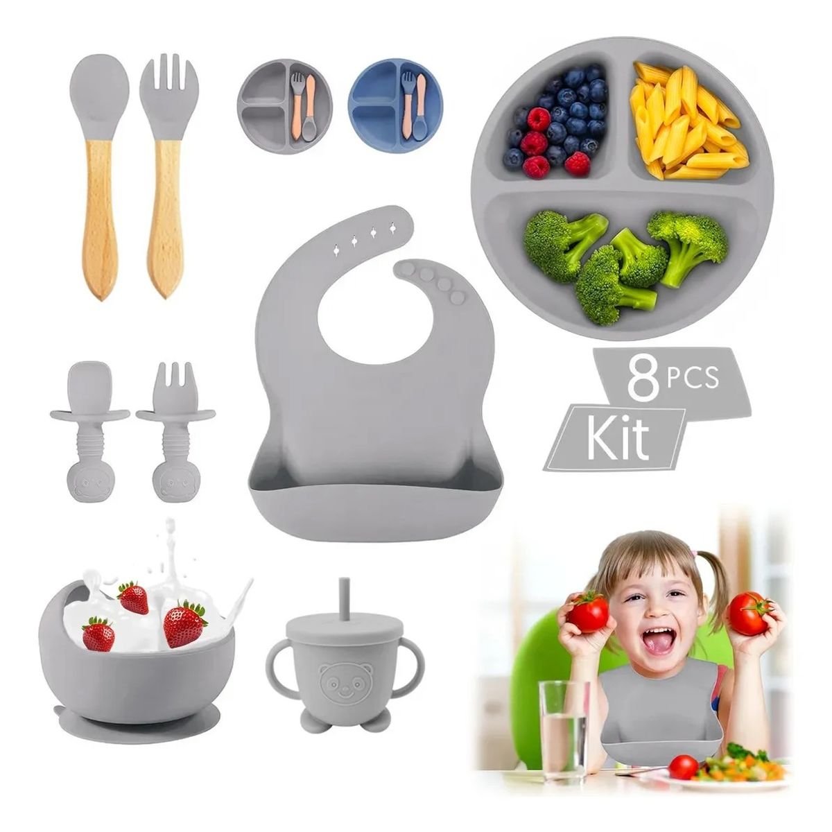 EVERSO - Set De Alimentación Para Bebé Plato Bebé Vajilla De Silicona