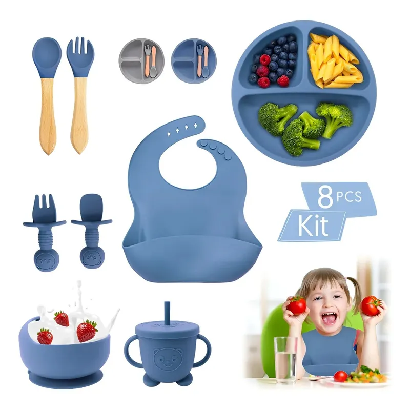 EVERSO - Set De Alimentación Para Bebé Plato Bebé Vajilla De Silicona