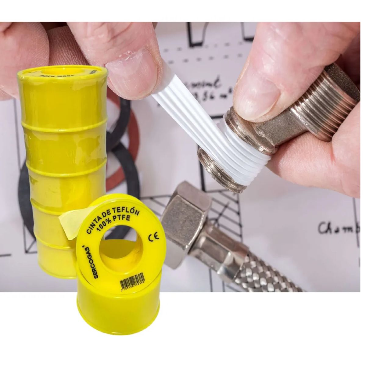 GENERICO - Teflon Profesional Media Gas Sercogas 10mt - Cinta Selladora