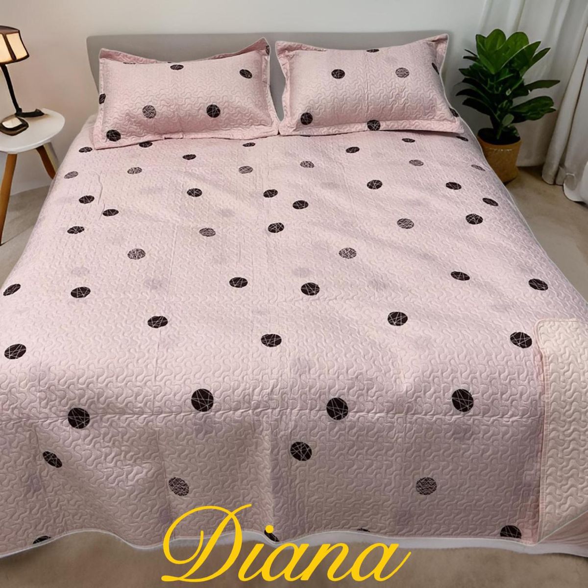 GENERICO - CUBRECAMA QUILT DE VERANO DELGADO DISEÑO PALO ROSA PUNTO 2 PLAZA