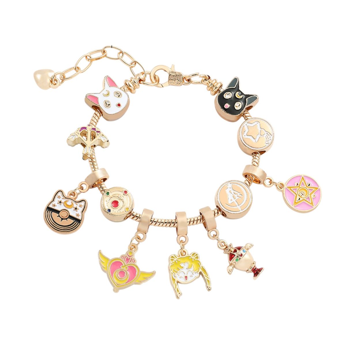 GENERICO - Pulsera Charms Dorada Dijes Sailor Moon