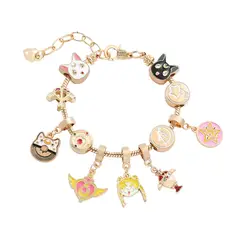 GENERICO - Pulsera Charms Dorada Dijes Sailor Moon