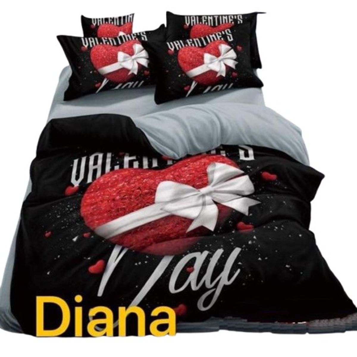 GENERICO - CUBRECAMA QUILT DE VERANO DELGADO DISEÑO NEGRO CORAZON 2 PLAZA