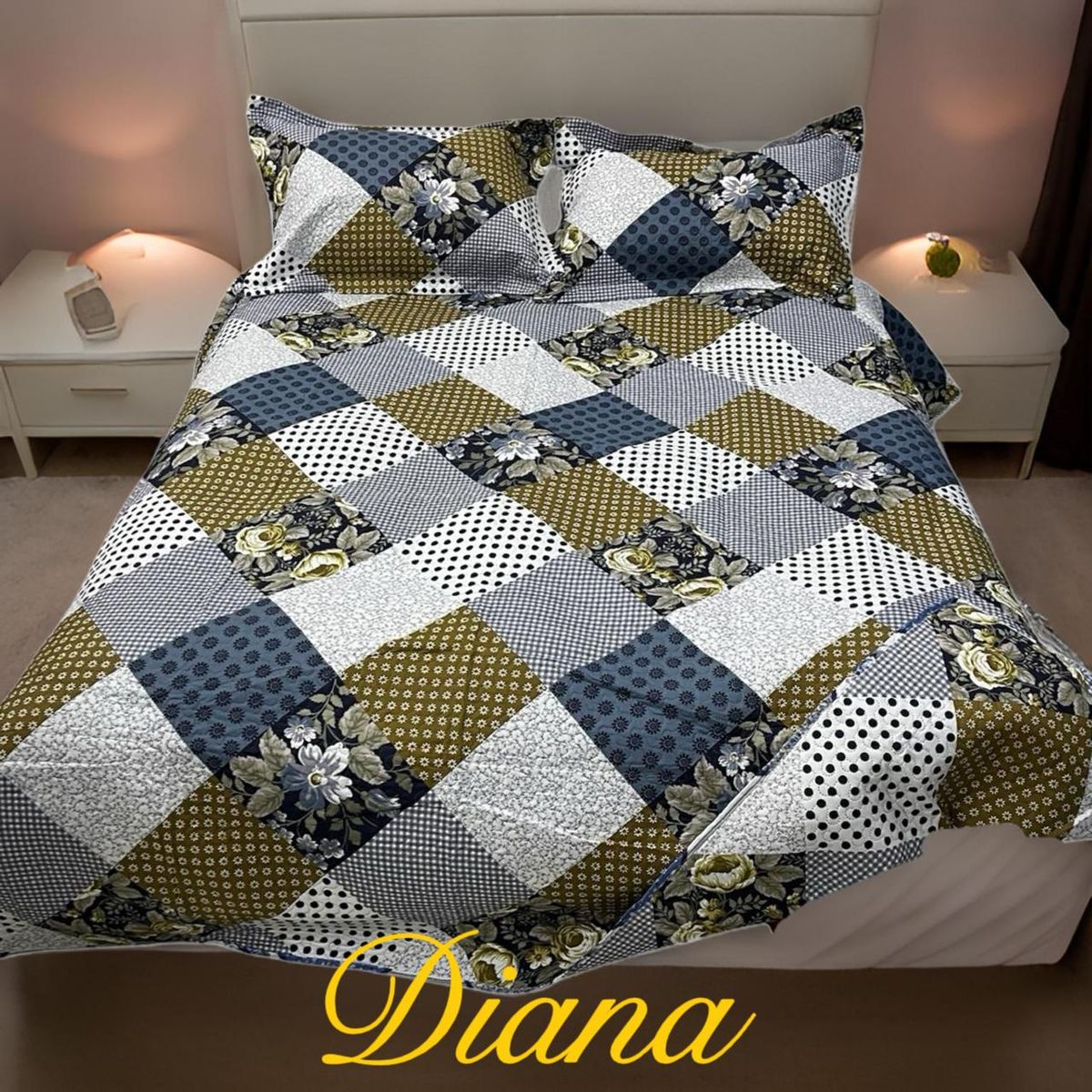 GENERICO - CUBRECAMA QUILT DE VERANO DELGADO DISEÑO CUADROS 2 PLAZA