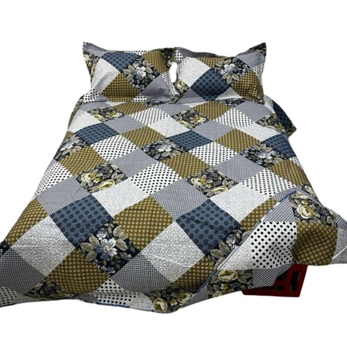 GENERICO - CUBRECAMA QUILT DE VERANO DELGADO DISEÑO CUADROS 2 PLAZA