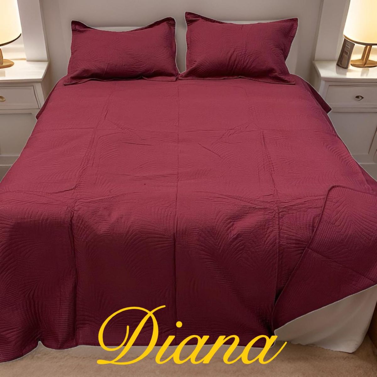 GENERICO - CUBRECAMA QUILT DE VERANO DELGADO UNICOLOR BURDEO 2 PLAZA