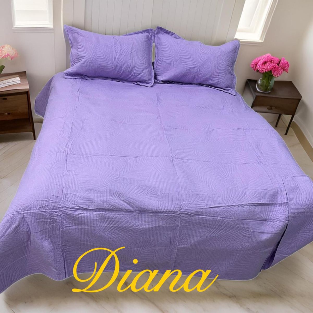 GENERICO - CUBRECAMA QUILT DE VERANO DELGADO UNICOLOR LILA 2 PLAZA_.