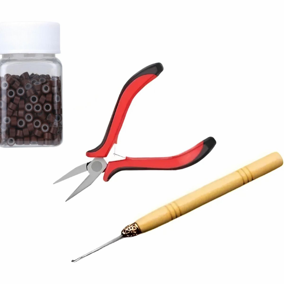 GENERICO - Kit 3 Extensiones De Pelo Microring+ Alicate Marron #5