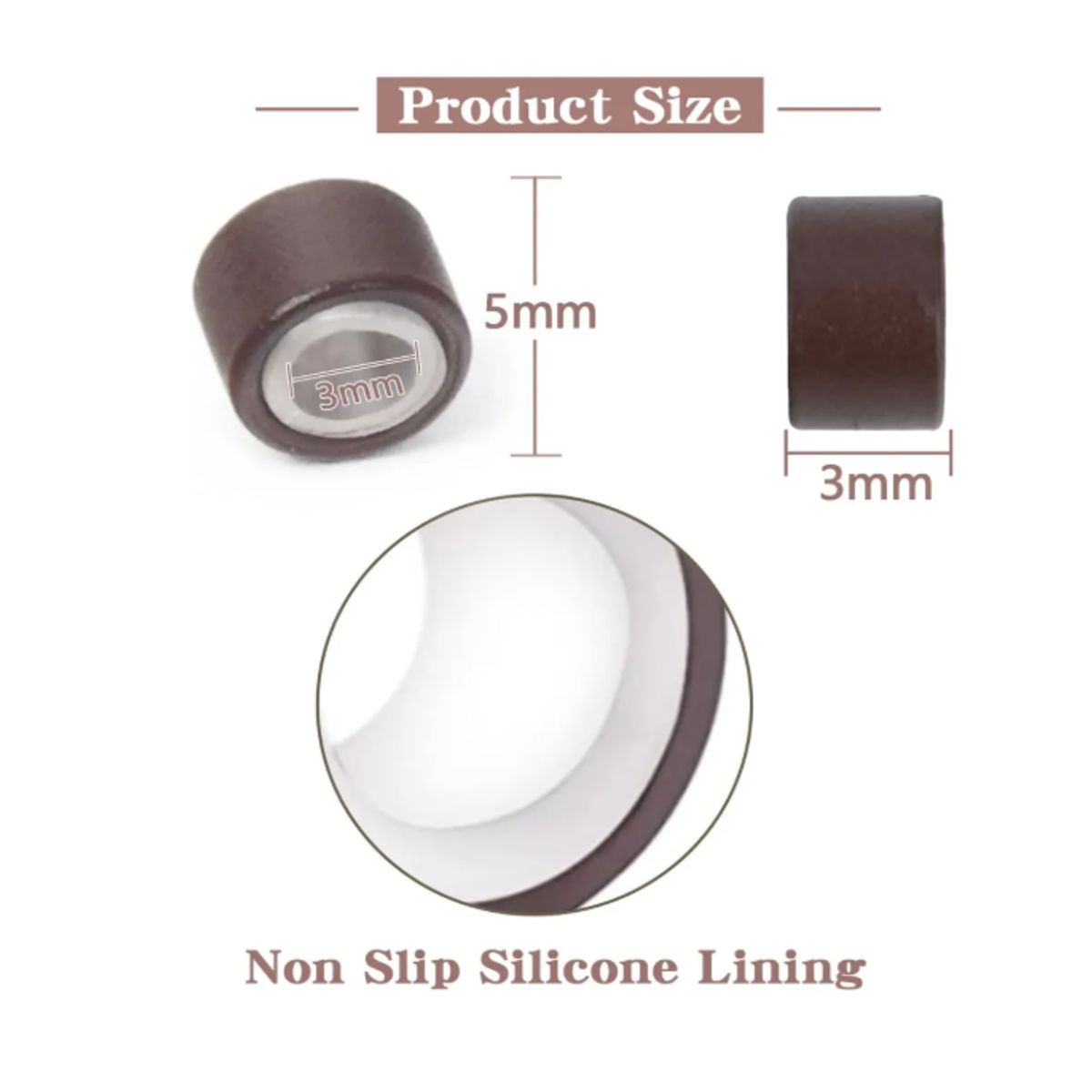 GENERICO - Kit 3 Extensiones De Pelo Microring+ Alicate Marron #5