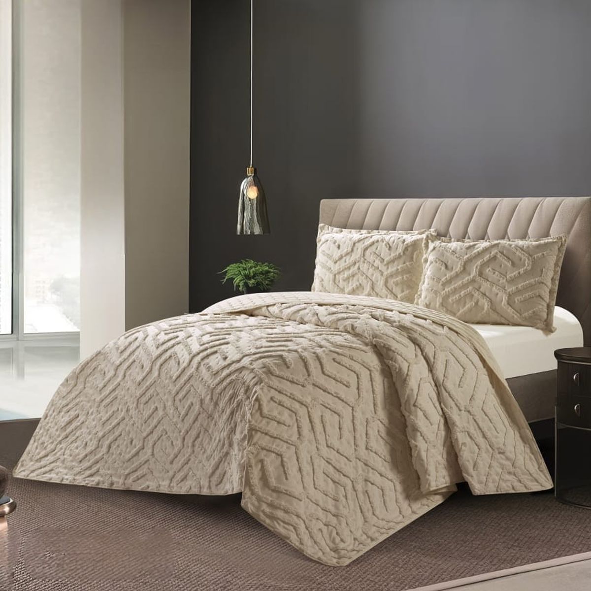 GENERICO - Cobertores Quilts Verano con Bordados en alto relieve técnica Tufting