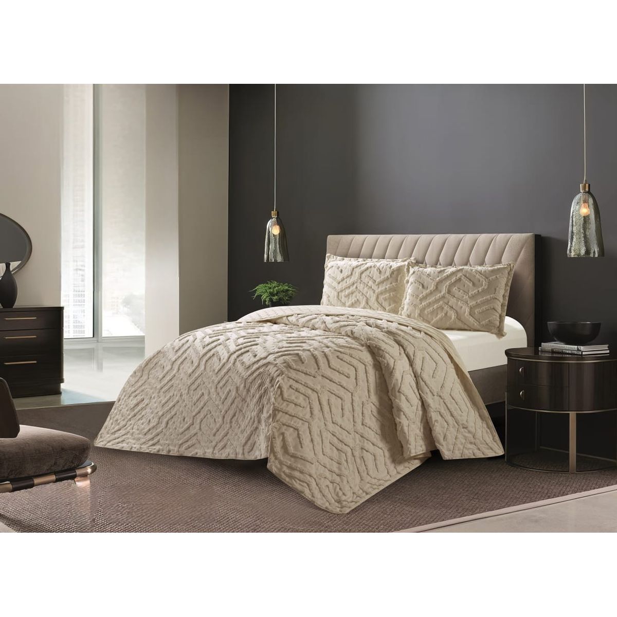 GENERICO - Cobertores Quilts Verano con Bordados en alto relieve técnica Tufting