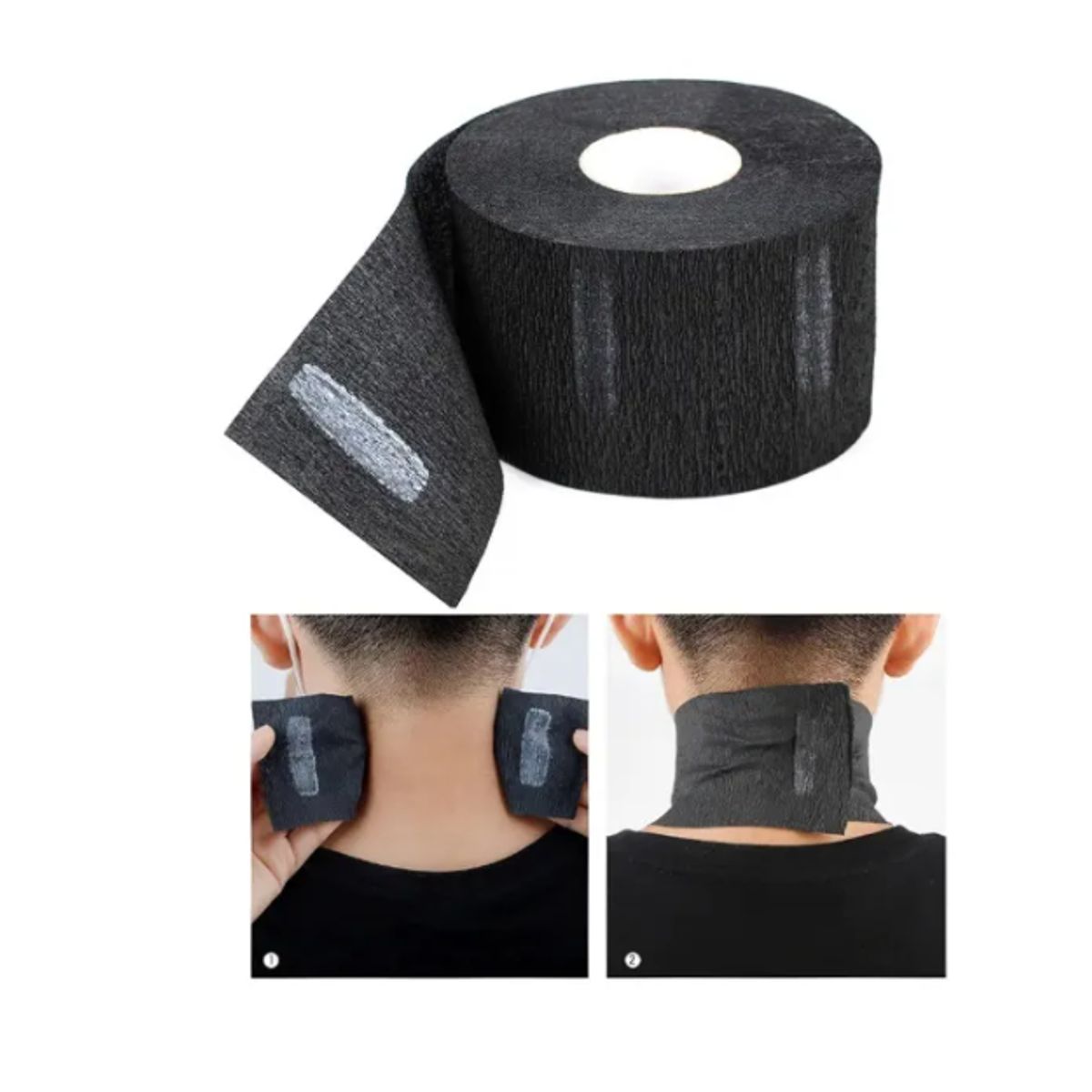 GENERICO - Kit 5 Rollo Papel Cubre Cuello Barbería Peluquería Barber Negro