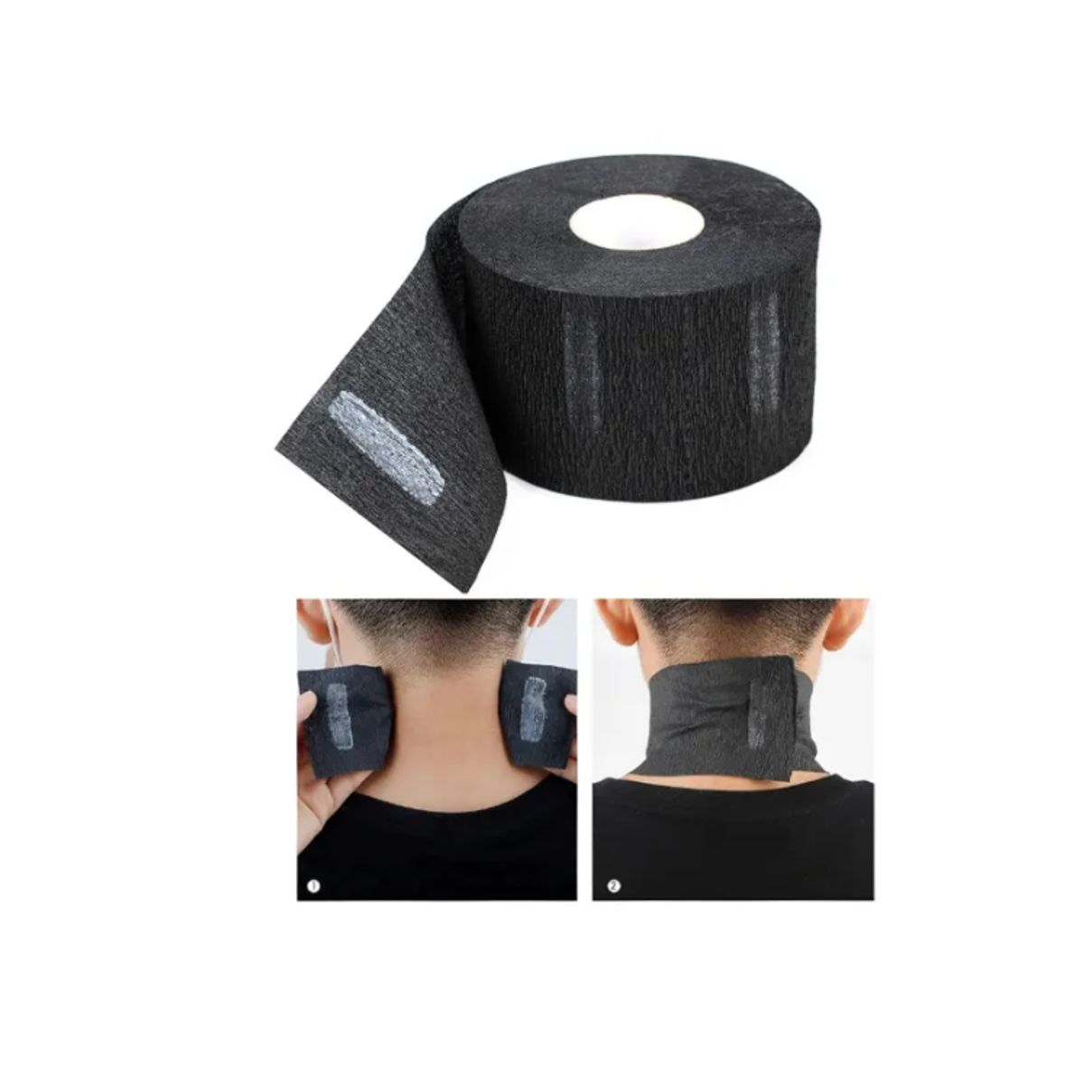 GENERICO - Kit 5 Rollo Papel Cubre Cuello Barbería Peluquería Barber Negro