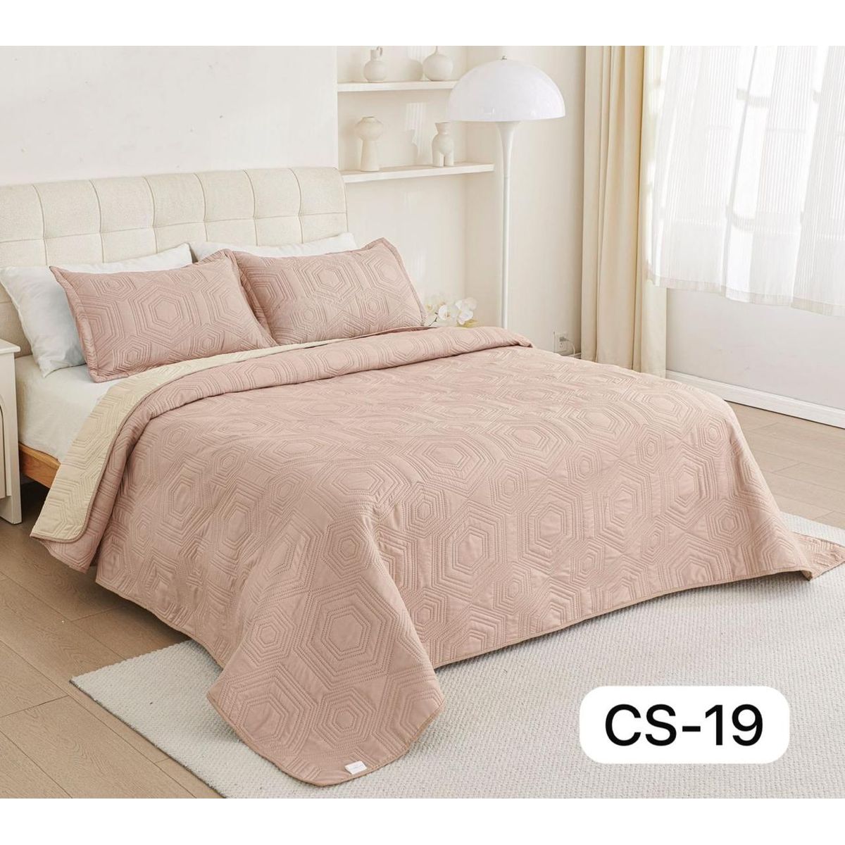 GENERICO - Cobertor Quilt de Verano 1,5 plaza - Color Palo Rosa