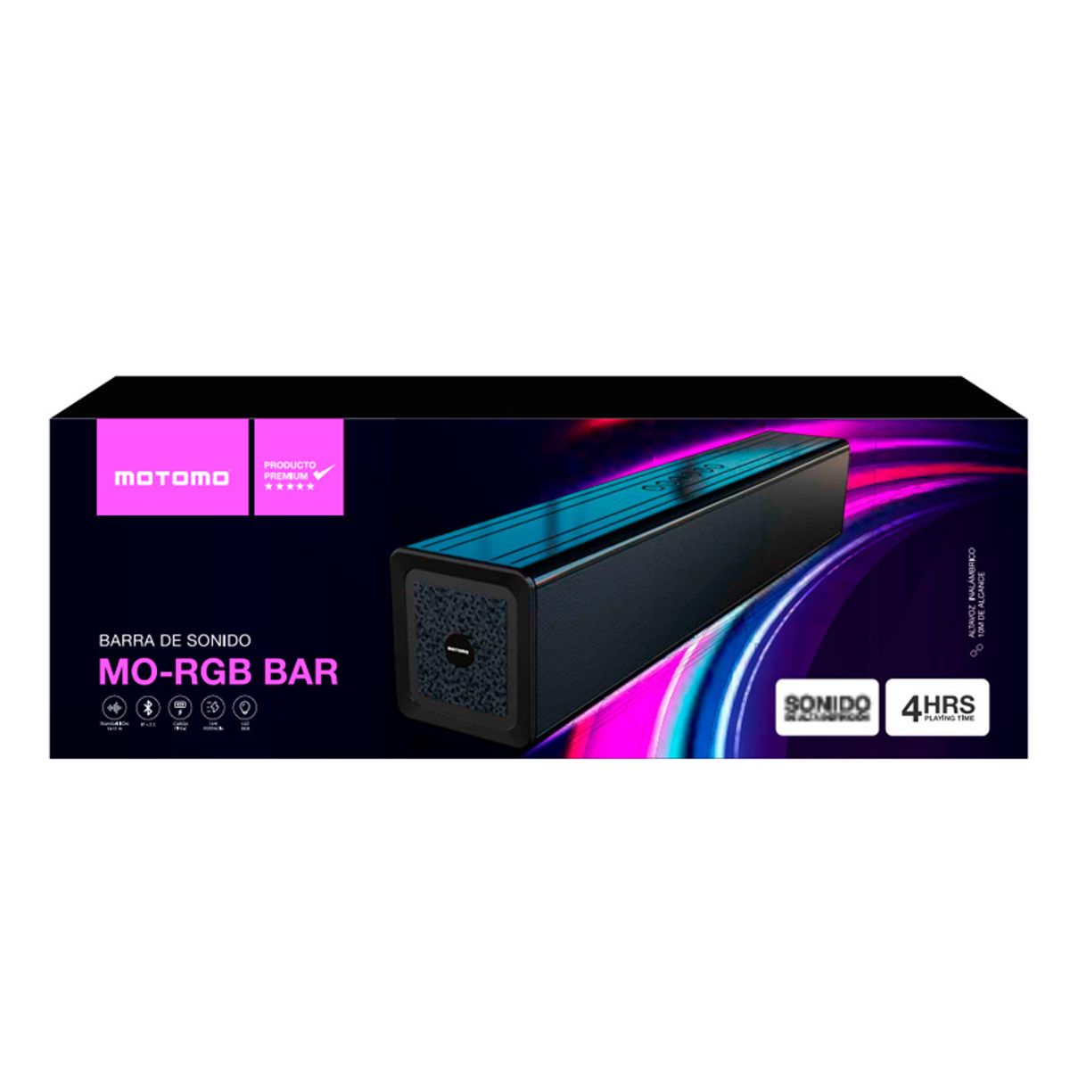 MOTOMO - SOUNDBAR PORTATIL MO-RGB BAR 15W NEGRO PASBAR01
