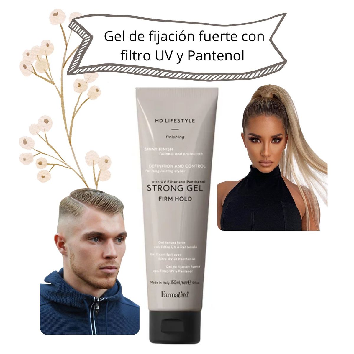 FARMAVITA - Gel Farmavita Strong Firm Hold 150ml Filtro UV Fijación Fuerte