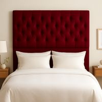 Respaldo De Cama 2 Plazas Burdeo En Lino Capitone