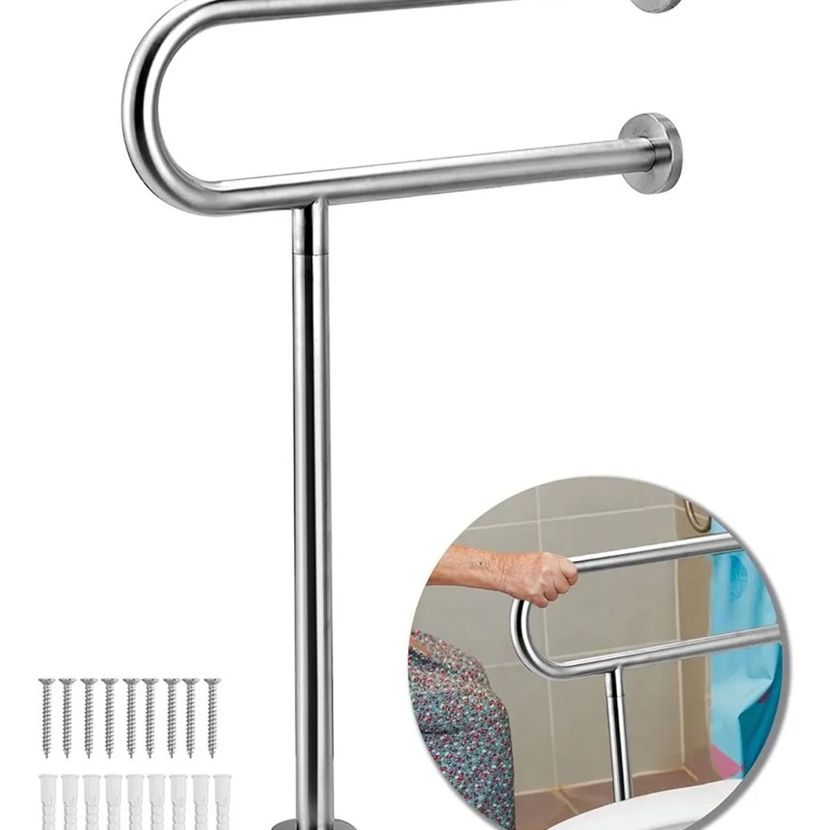 EVERSO - Barra De Agarre Seguridad Discapacitados Inodoro Baño Blanco