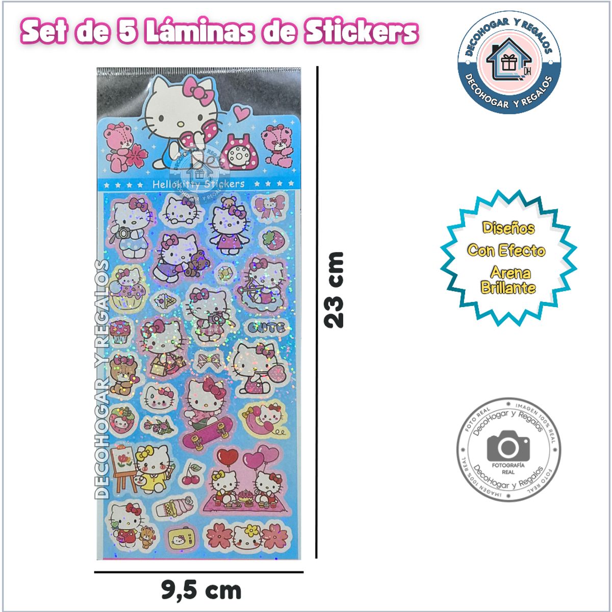 GENERICO - Set 5 Láminas de Stickers Pegatinas Láser Diseños Personajes Animados