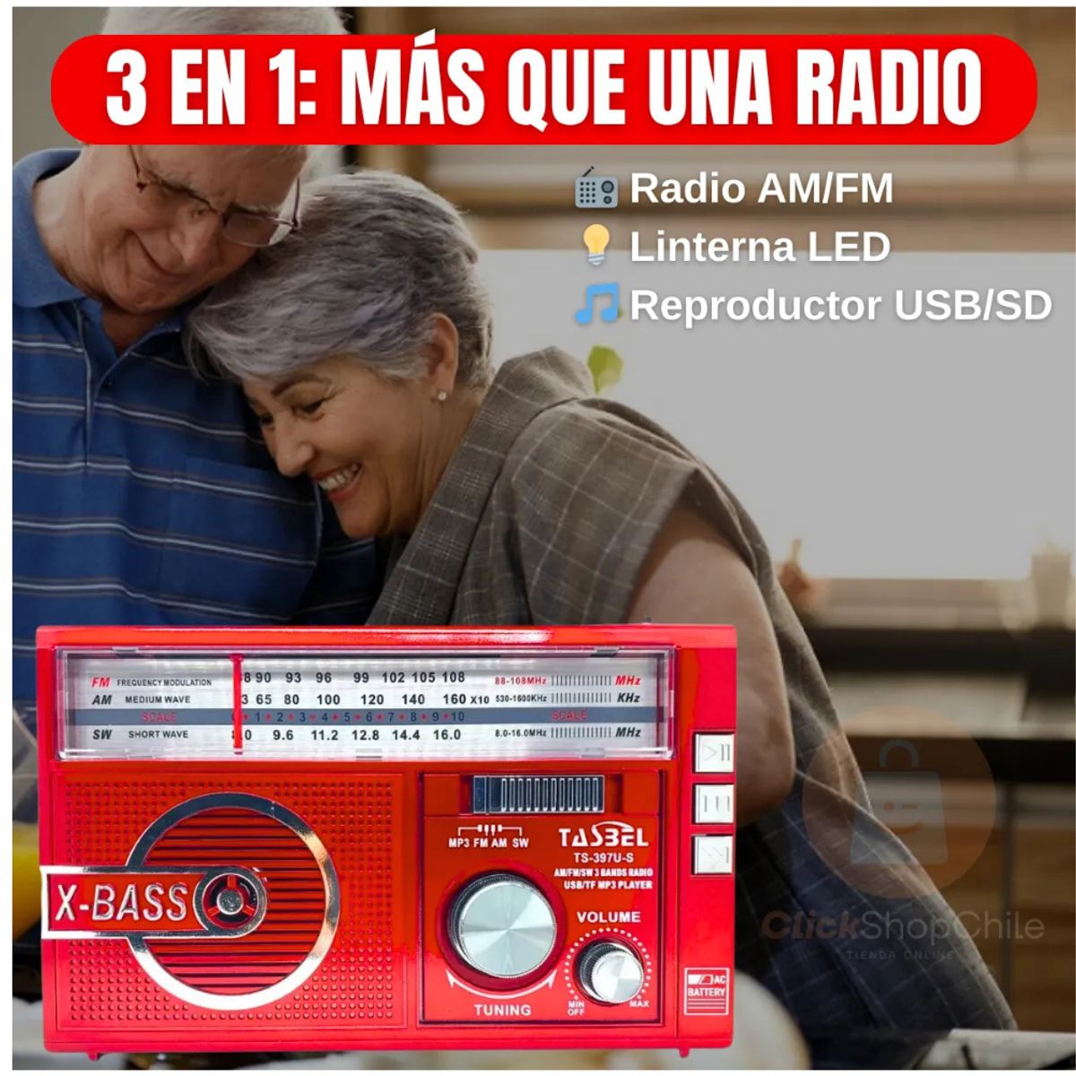 MOVI - RADIO LINTERNA CON PANEL SOLAR PILAS Y RECARGABLE A 220V