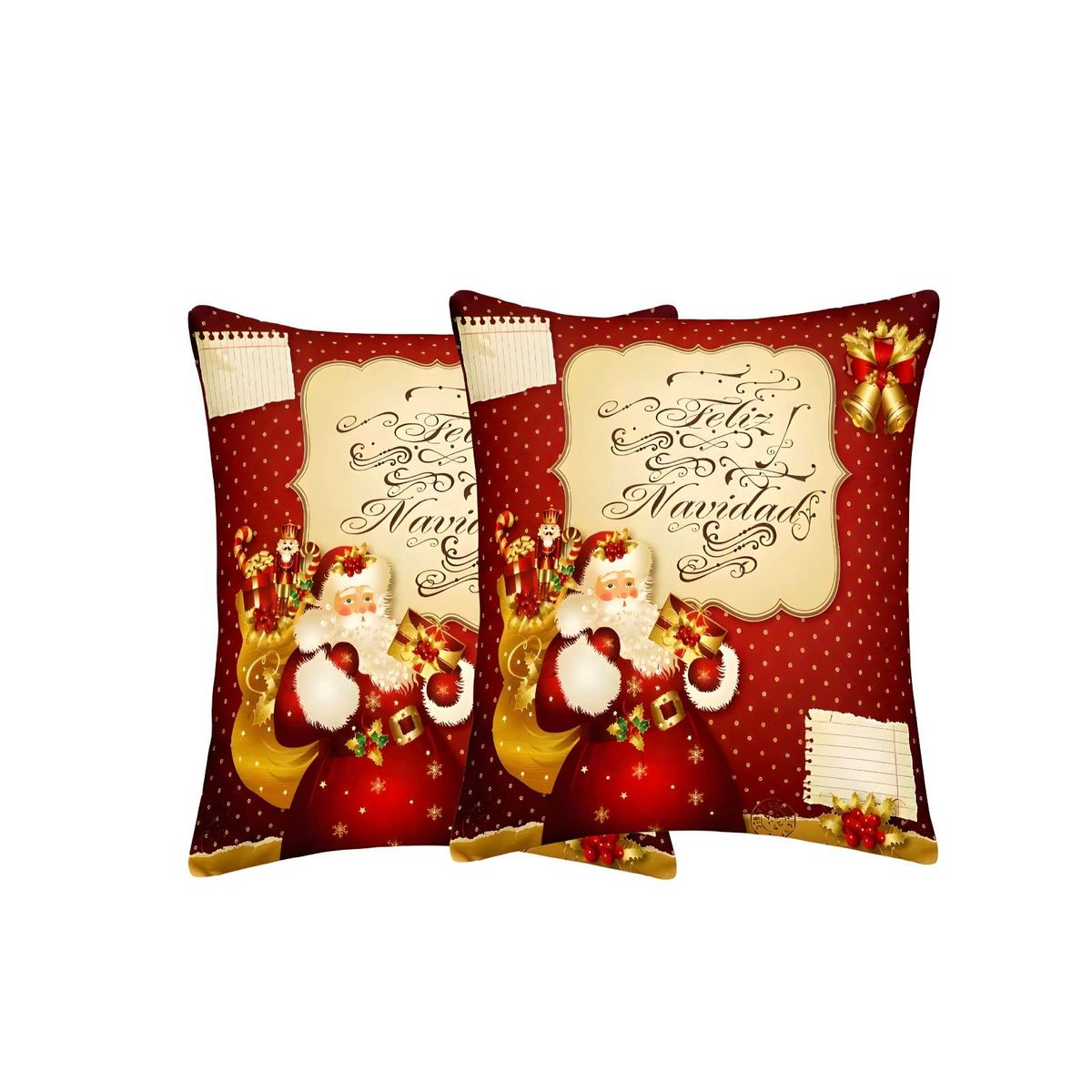 GENERICO - JUEGO DE 2 FUNDAS DE COJINES DISEÑO NAVIDEÑO 45X45 CM A04