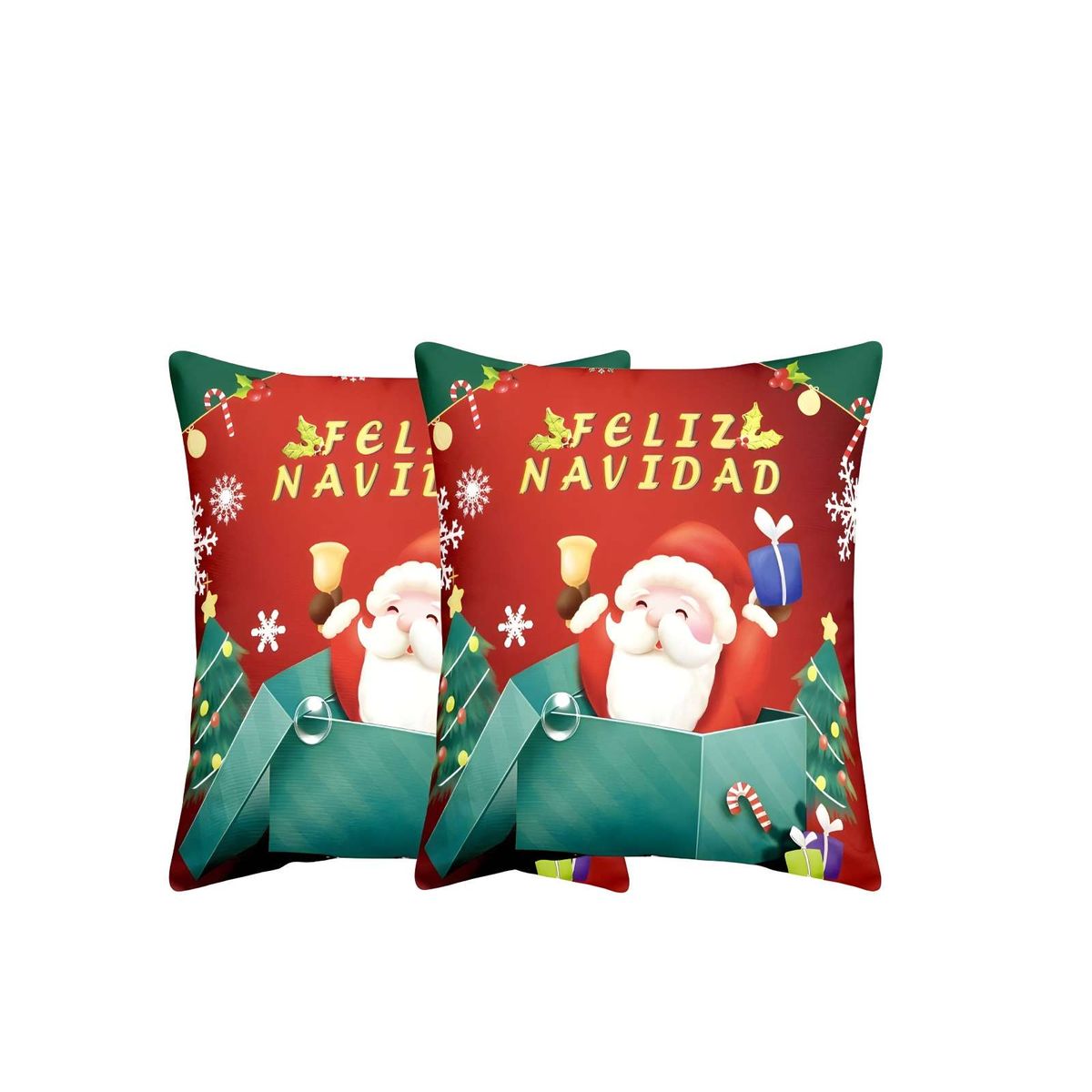 GENERICO - JUEGO DE 2 FUNDAS DE COJINES DISEÑO NAVIDEÑO 45X45 CM A08